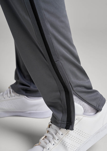 American Tall Men Athletic Stripe Pants for Tall Men in Grey-Black Stripe