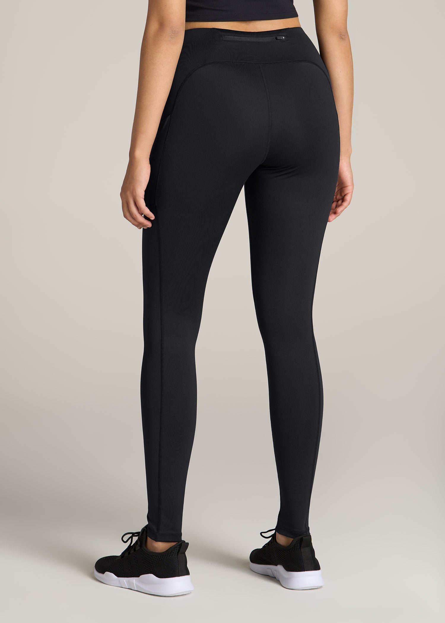 American Tall Men|Women Active Leggings with Pockets for Tall Women in Black