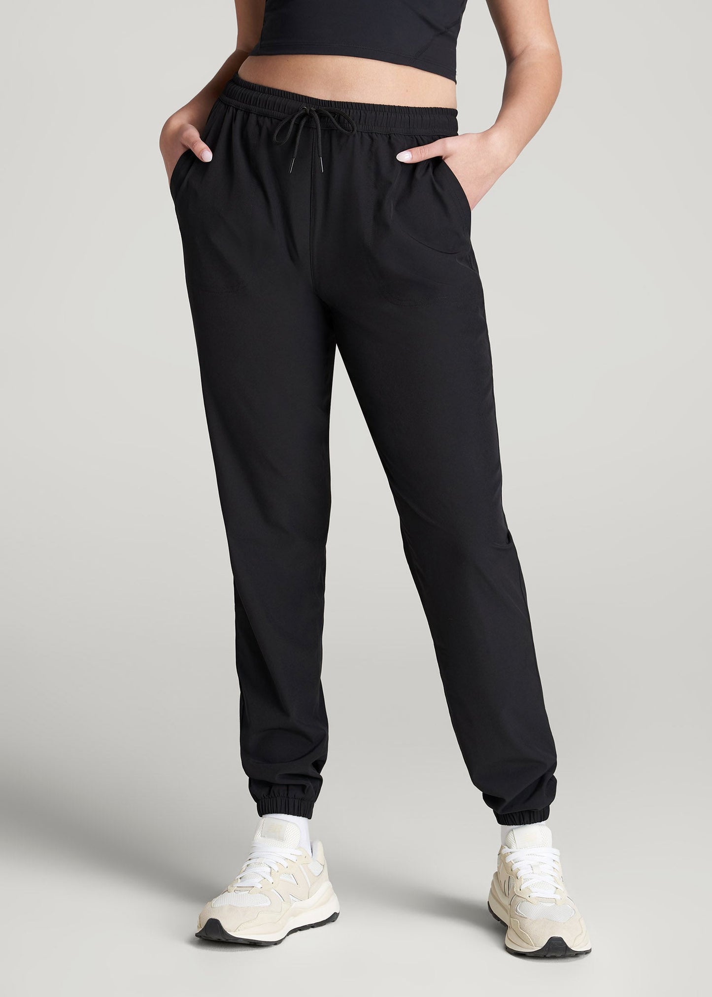 American Tall Men|Women Hybrid Joggers for Tall Women in Black