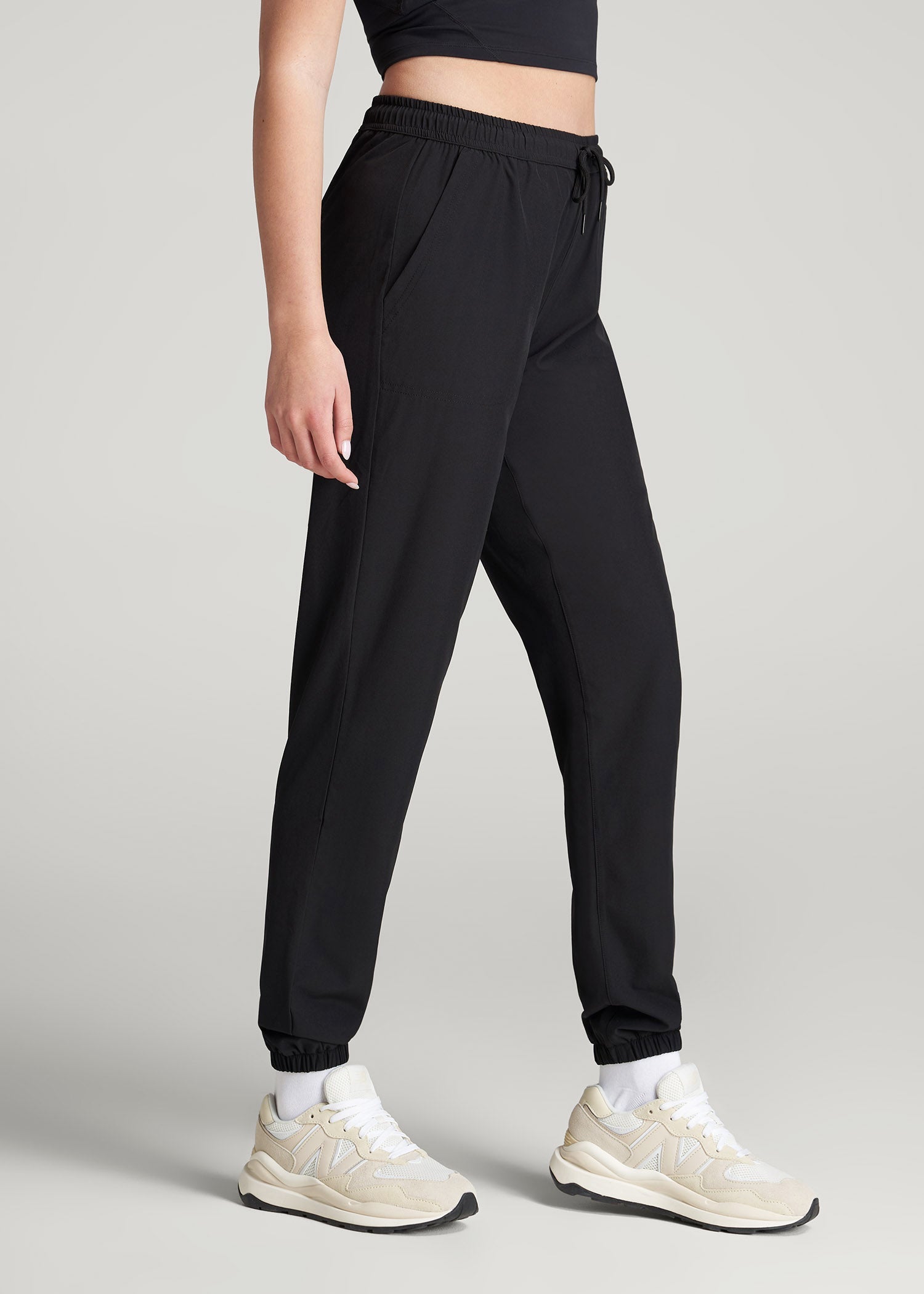 American Tall Men|Women Hybrid Joggers for Tall Women in Black