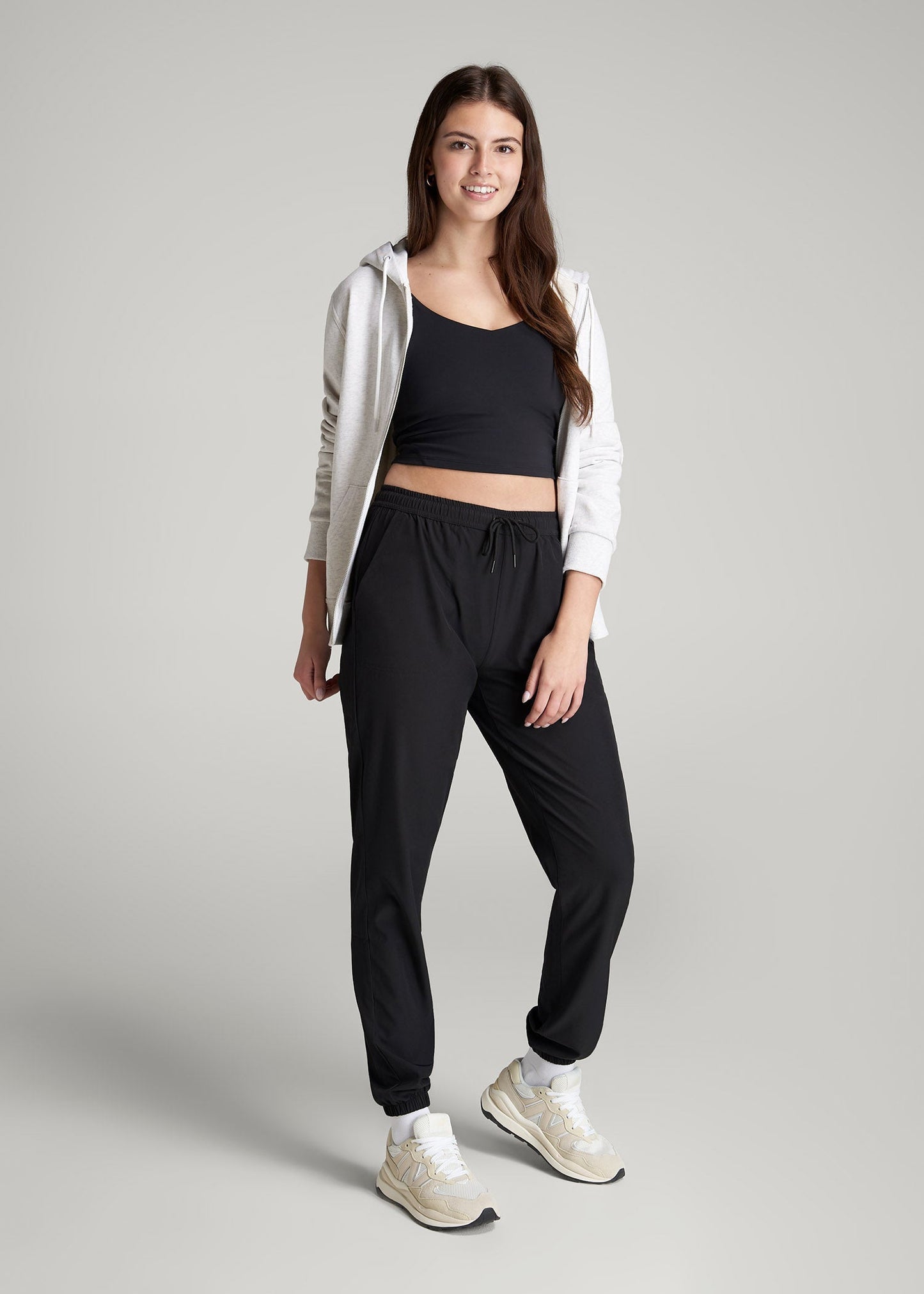 American Tall Men|Women Hybrid Joggers for Tall Women in Black