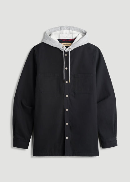 American Tall Men LJ&S Flannel-Lined Canvas Shirt Jacket for Tall Men in Black