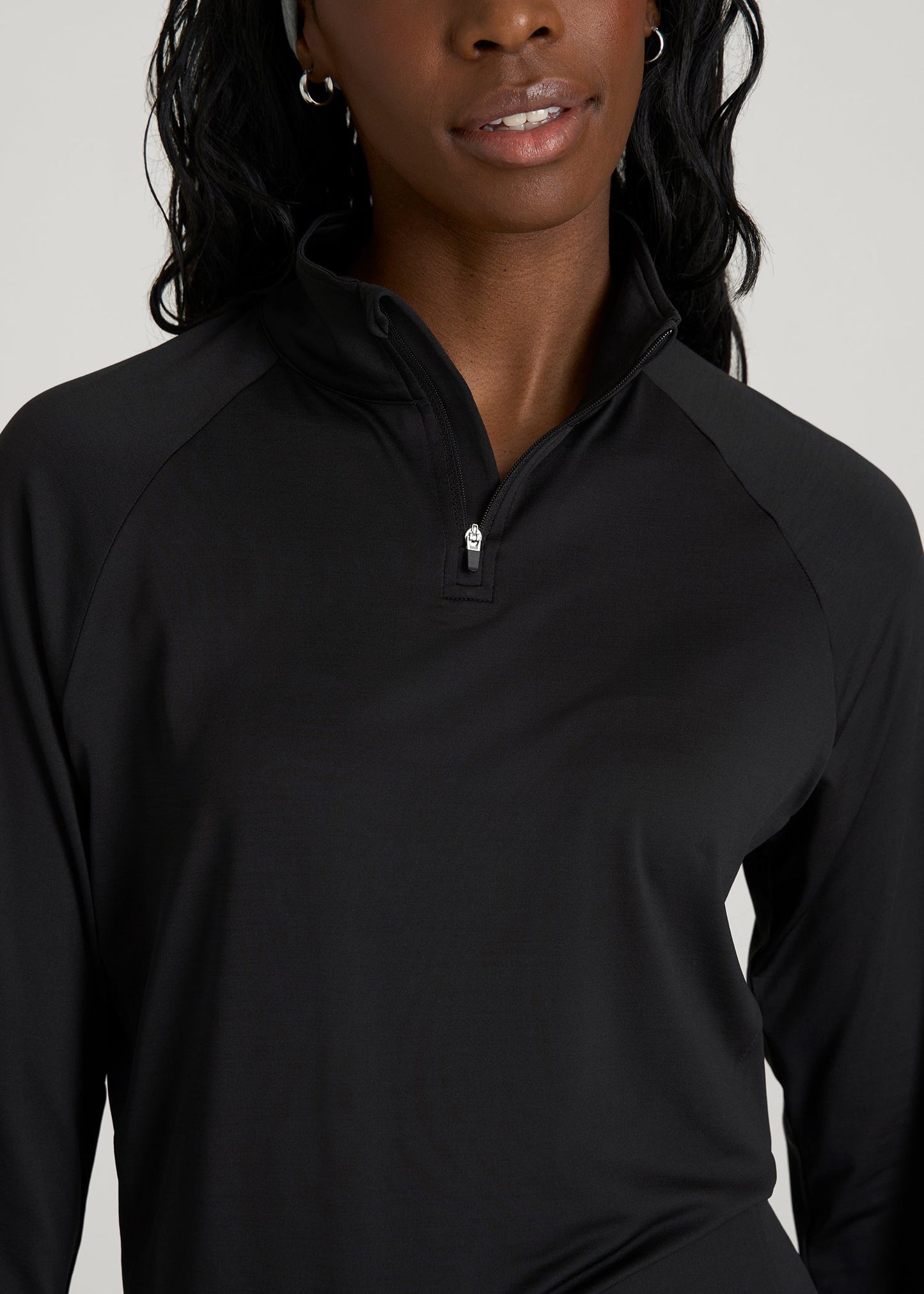 American Tall Men|Women Long Sleeve Quarter-Zip Pullover for Tall Women in Black