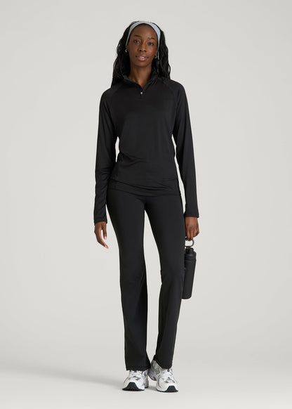 American Tall Men|Women Long Sleeve Quarter-Zip Pullover for Tall Women in Black