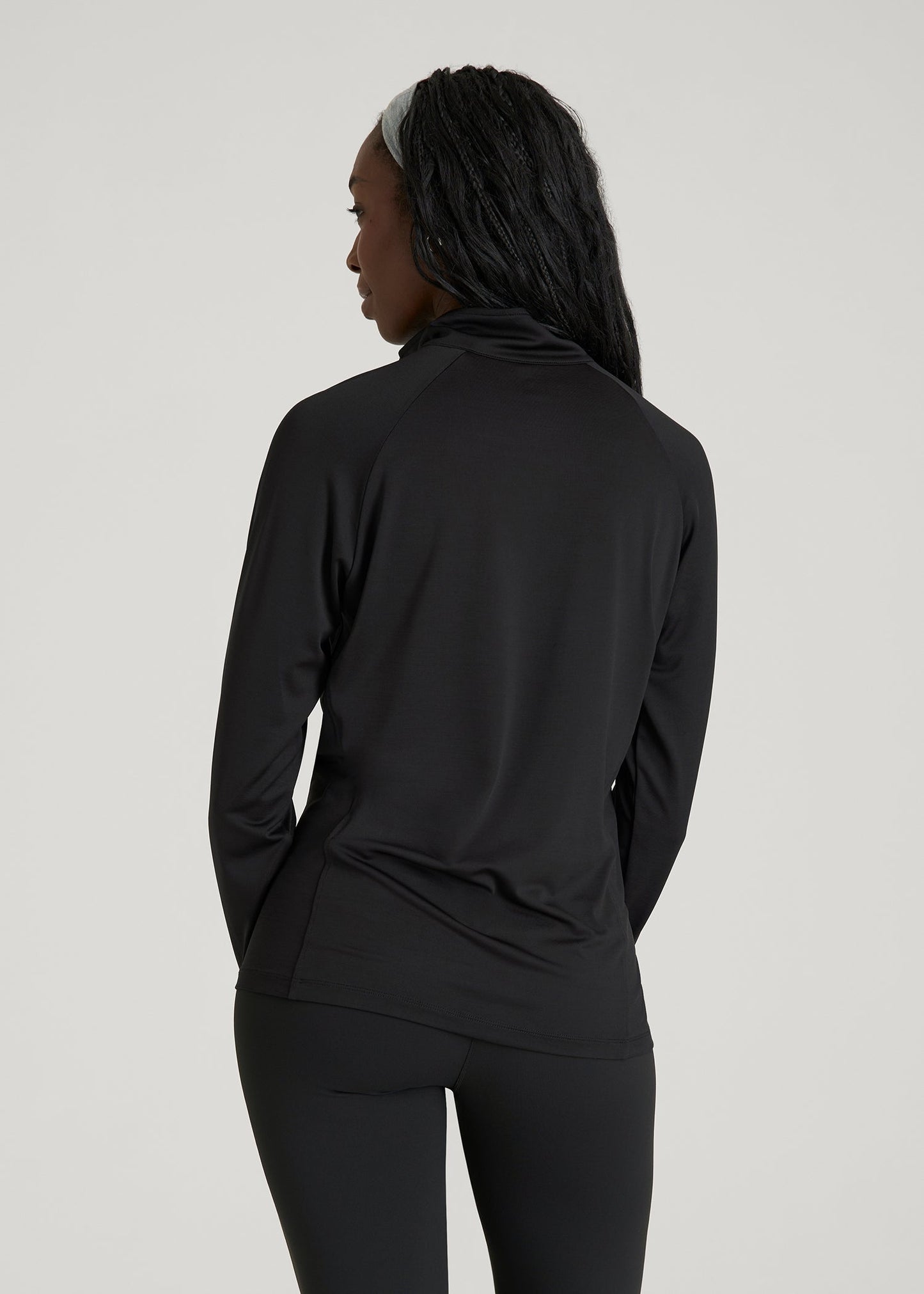 American Tall Men|Women Long Sleeve Quarter-Zip Pullover for Tall Women in Black
