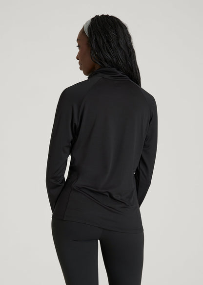 American Tall Men|Women Long Sleeve Quarter-Zip Pullover for Tall Women in Black