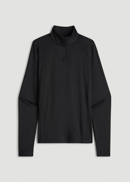 American Tall Men|Women Long Sleeve Quarter-Zip Pullover for Tall Women in Black