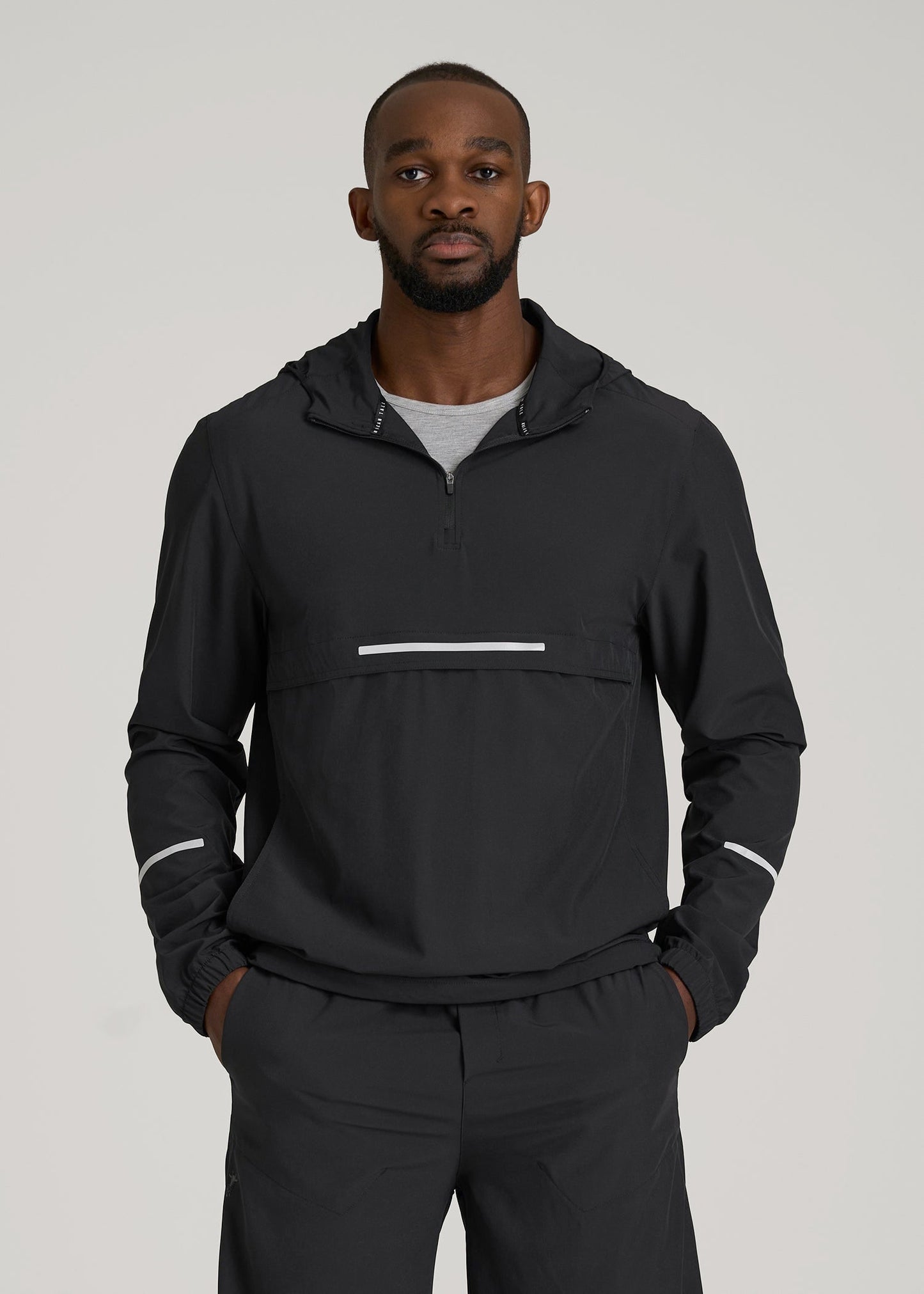 American Tall Men Featherweight Packable Anorak for Tall Men in Black