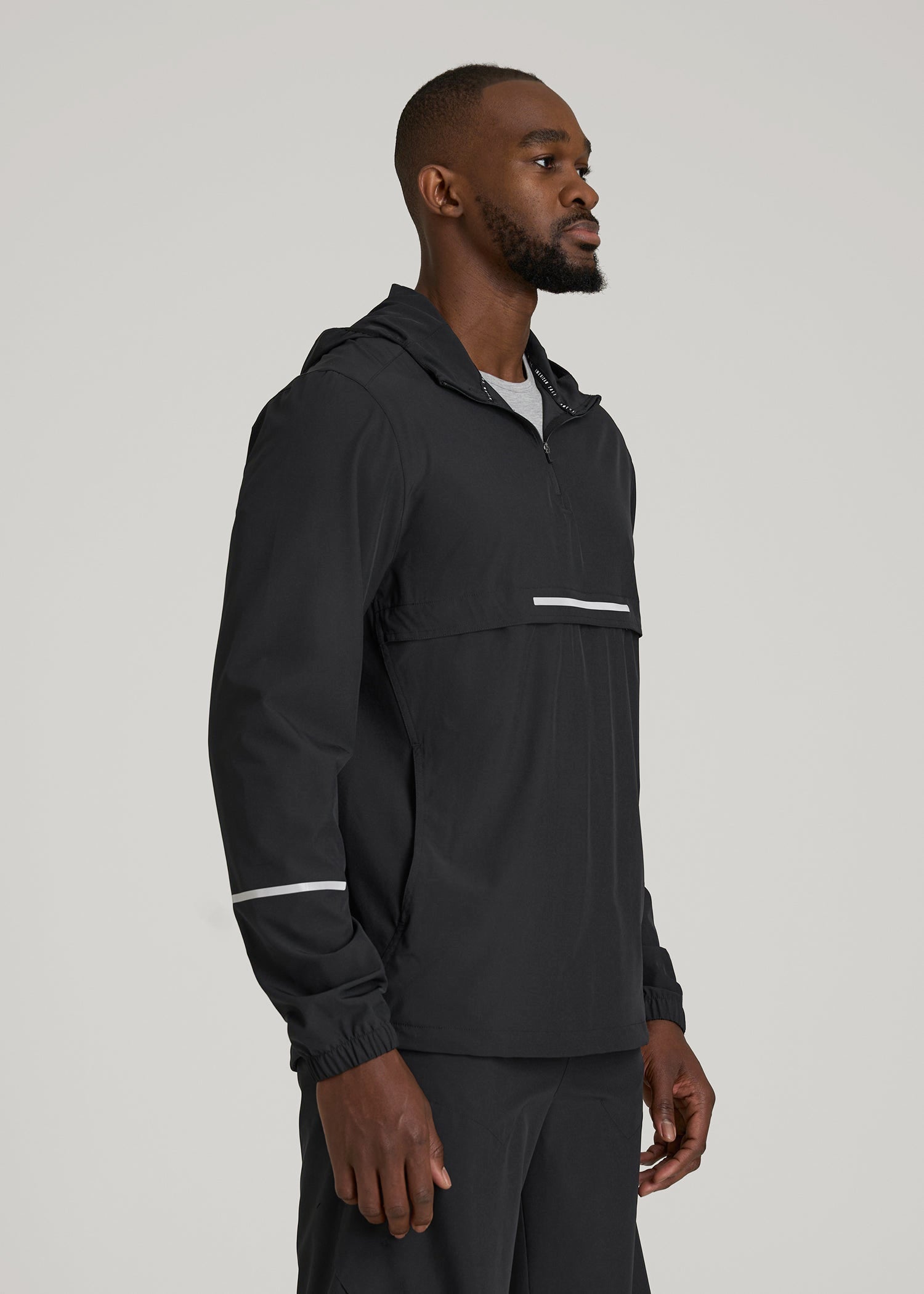 American Tall Men Featherweight Packable Anorak for Tall Men in Black