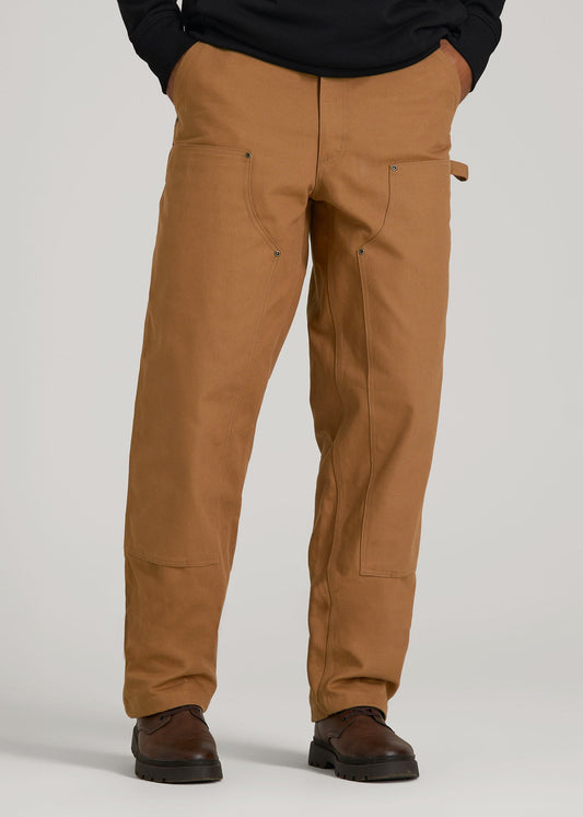 American Tall Men LJ&S Double Front Utility Work Pants for Tall Men in Vintage Tan