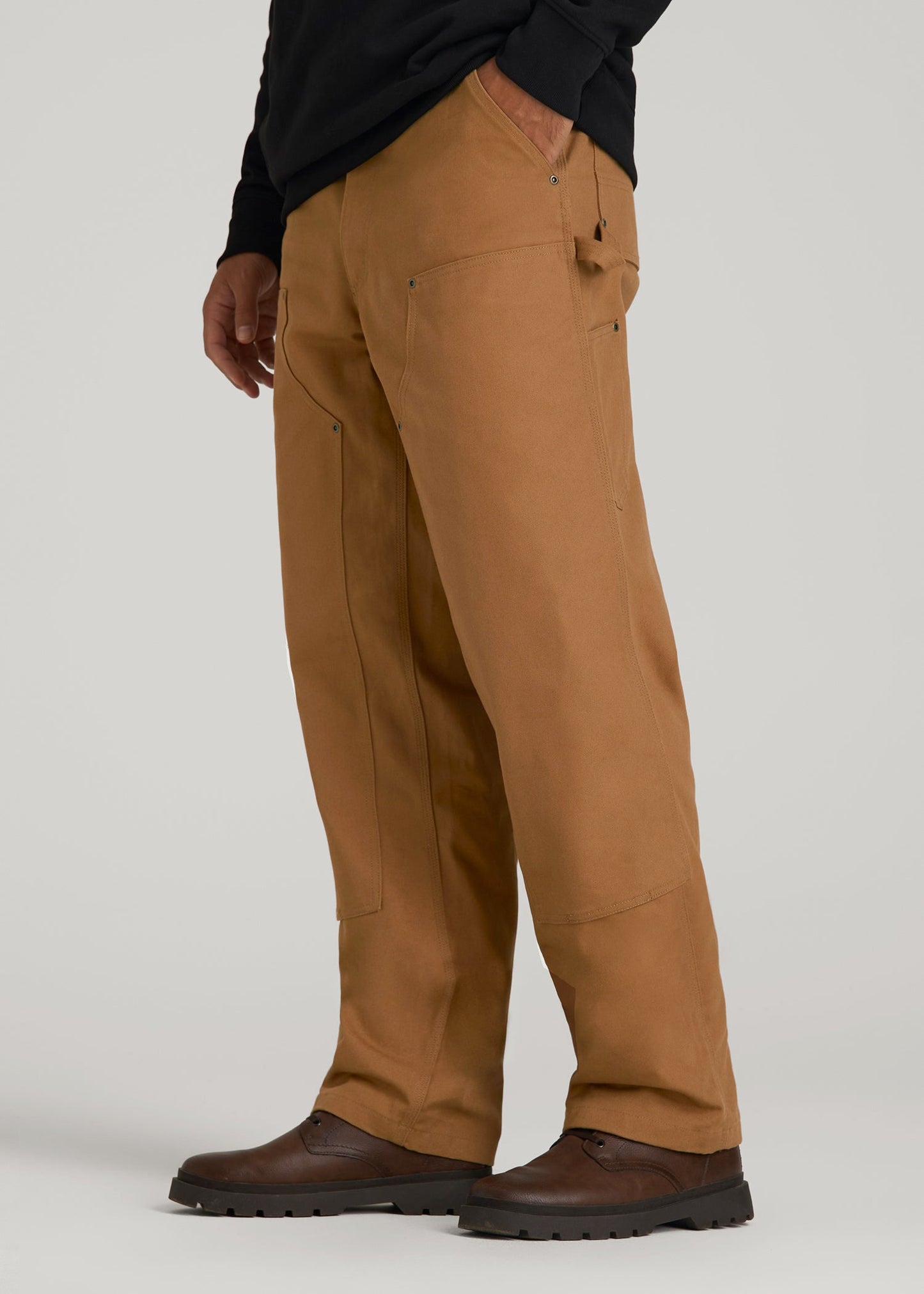 American Tall Men LJ&S Double Front Utility Work Pants for Tall Men in Vintage Tan