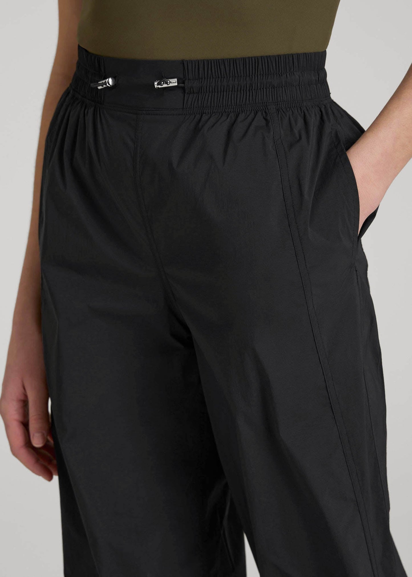 American Tall Men|Women Parachute Jogger for Tall Women in Black