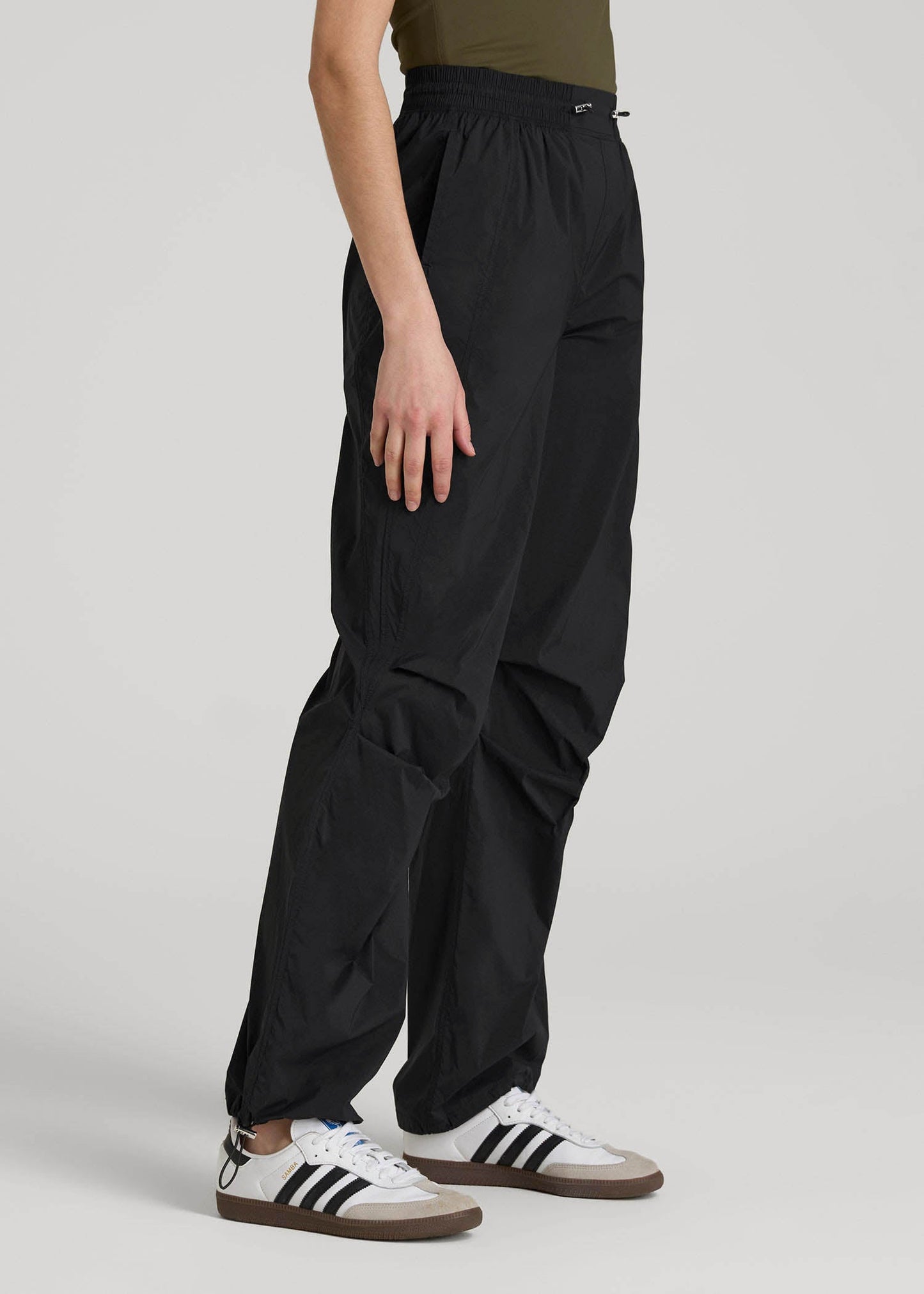 American Tall Men|Women Parachute Jogger for Tall Women in Black