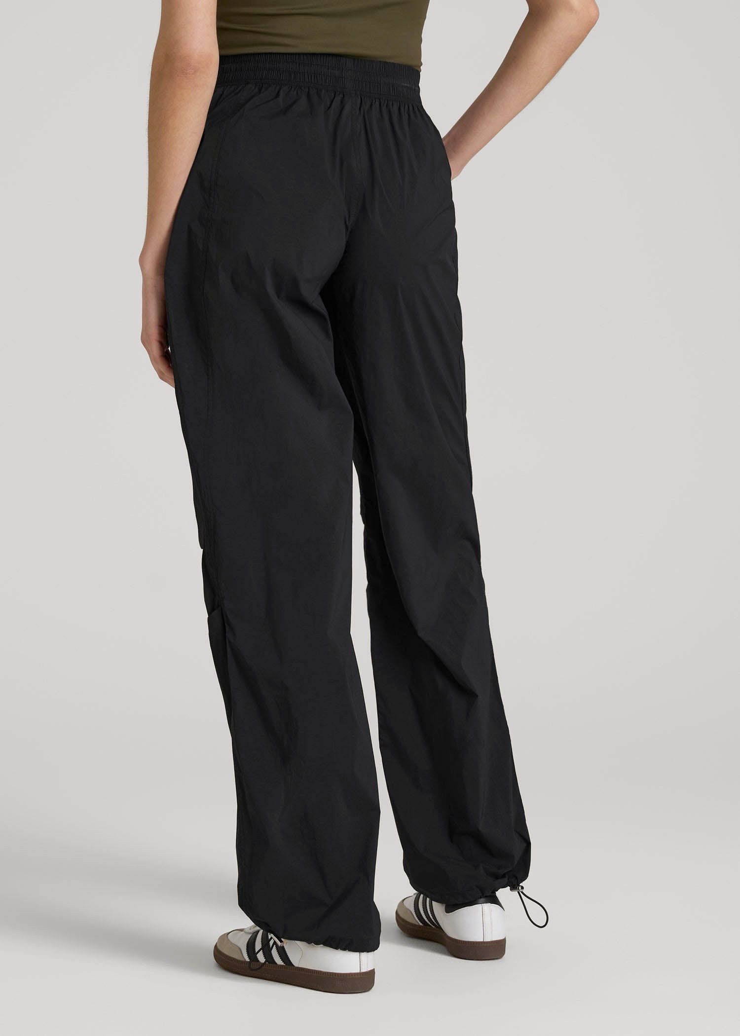 American Tall Men|Women Parachute Jogger for Tall Women in Black
