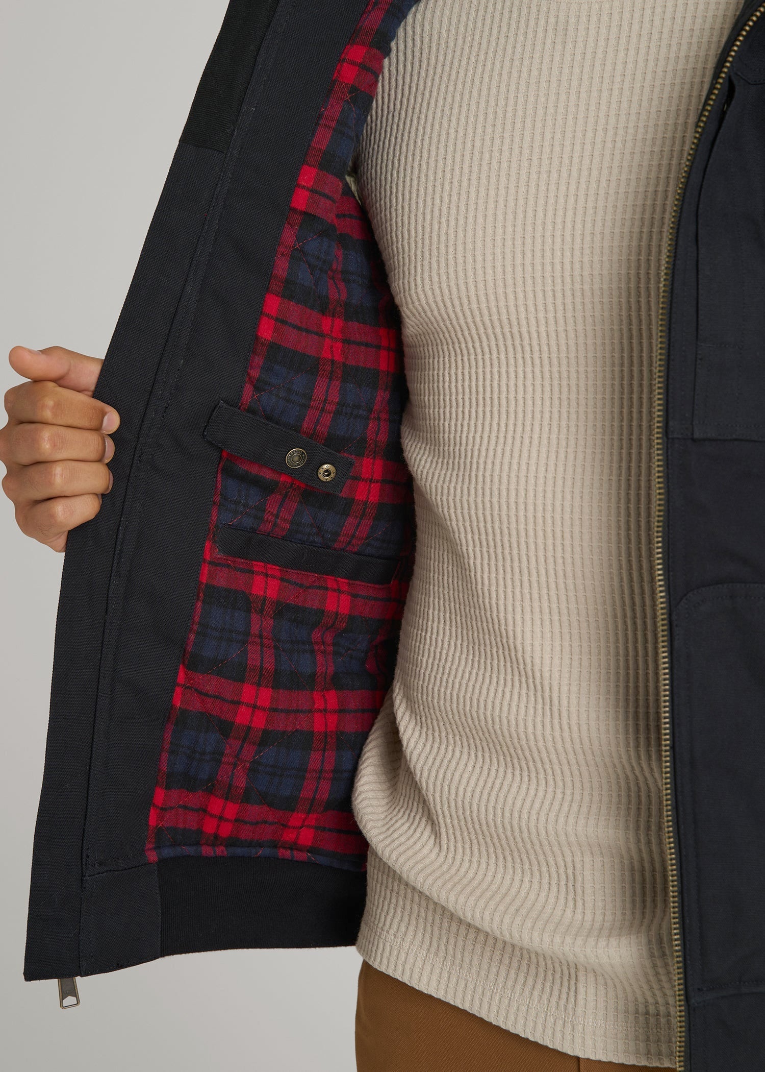 American Tall Men LJ&S Flannel-Lined Canvas Work Vest for Tall Men in Black