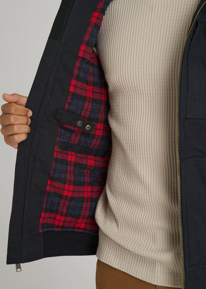 American Tall Men LJ&S Flannel-Lined Canvas Work Vest for Tall Men in Black