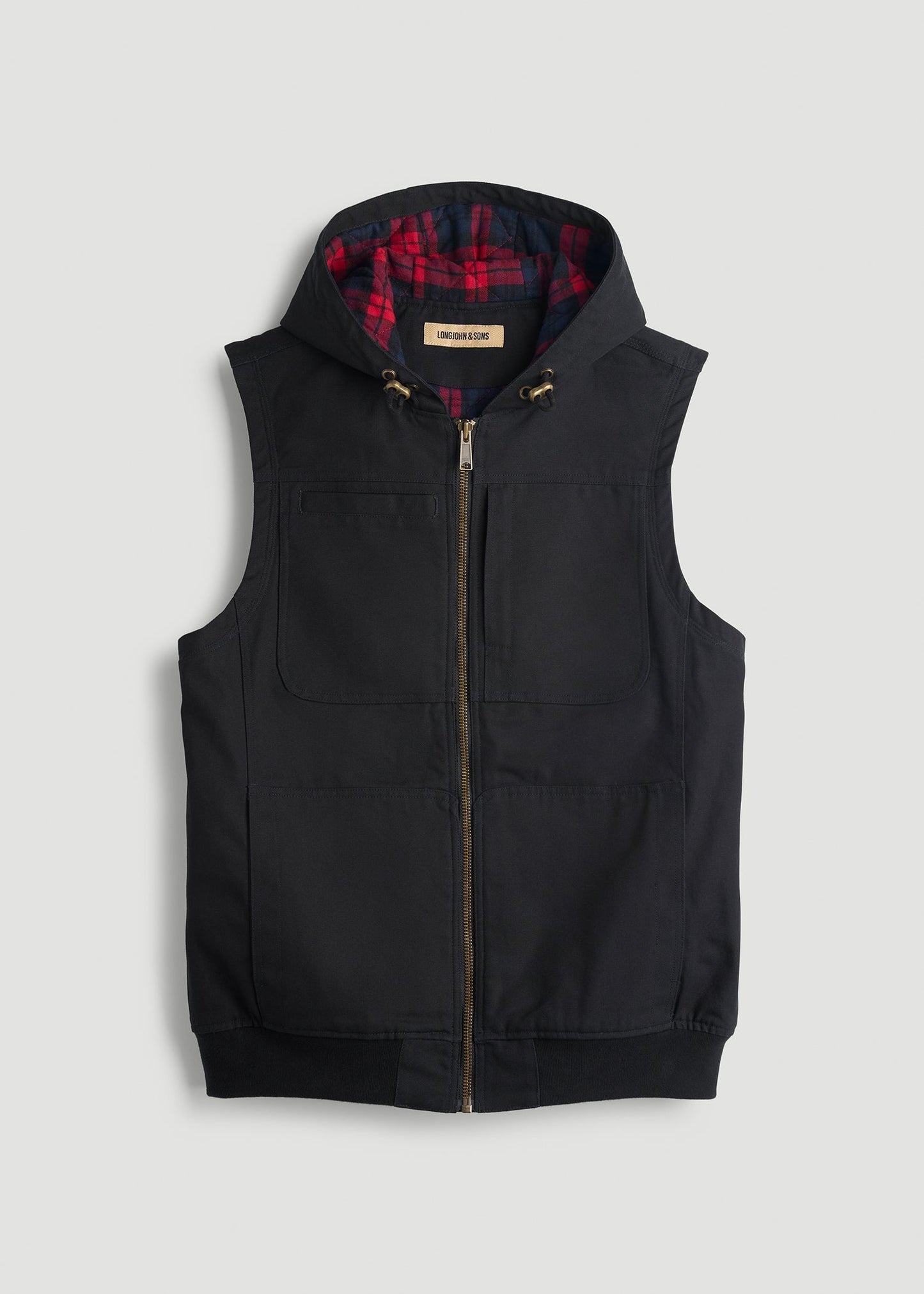American Tall Men LJ&S Flannel-Lined Canvas Work Vest for Tall Men in Black