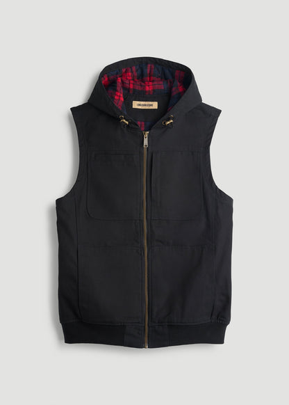 American Tall Men LJ&S Flannel-Lined Canvas Work Vest for Tall Men in Black