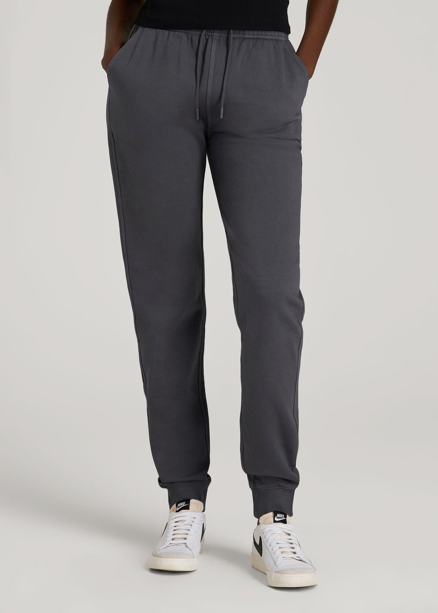 American Tall Men|Women Garment Dyed Joggers for Tall Women in Washed Charcoal Rinse