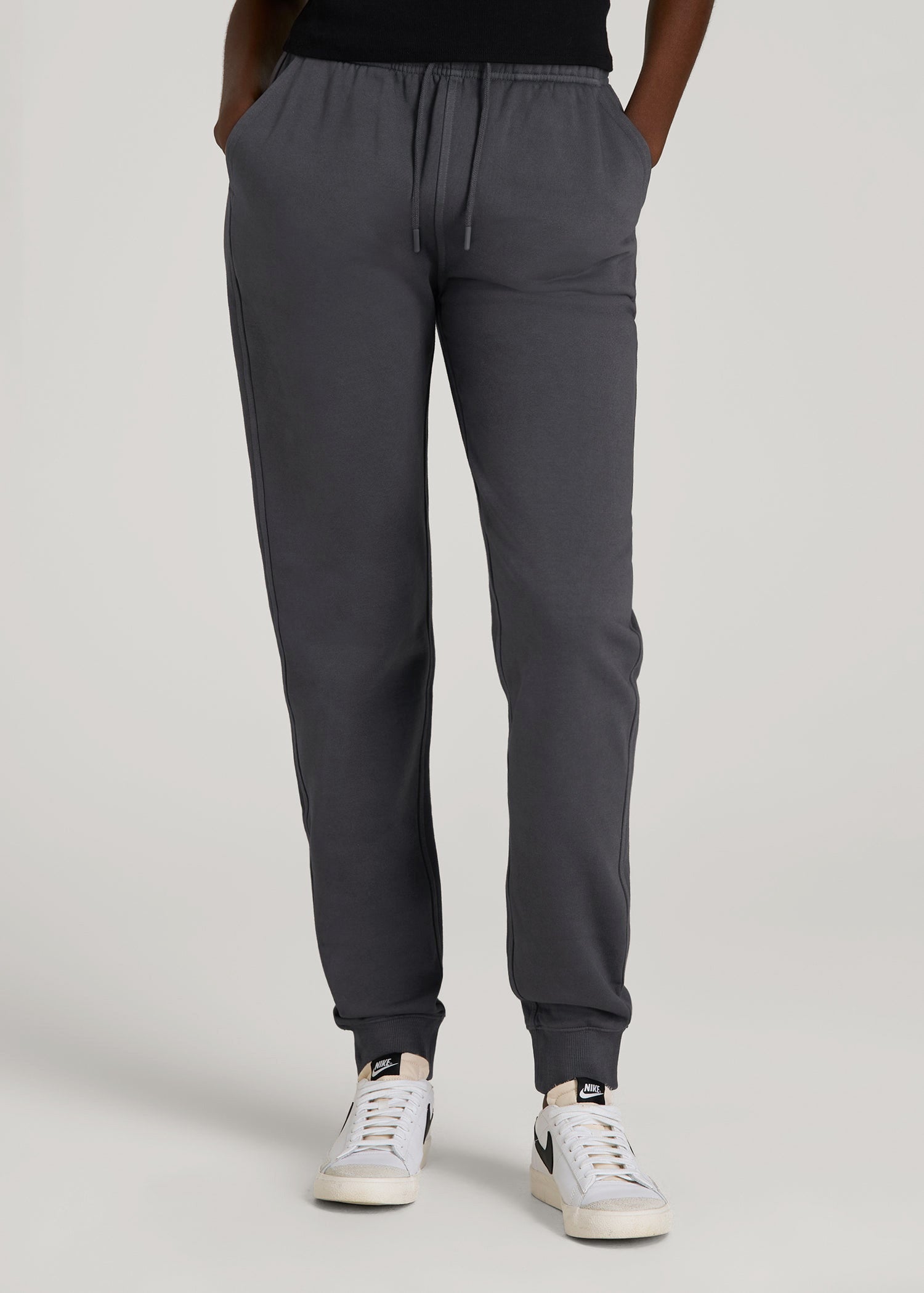 American Tall Men|Women Garment Dyed Joggers for Tall Women in Washed Charcoal Rinse