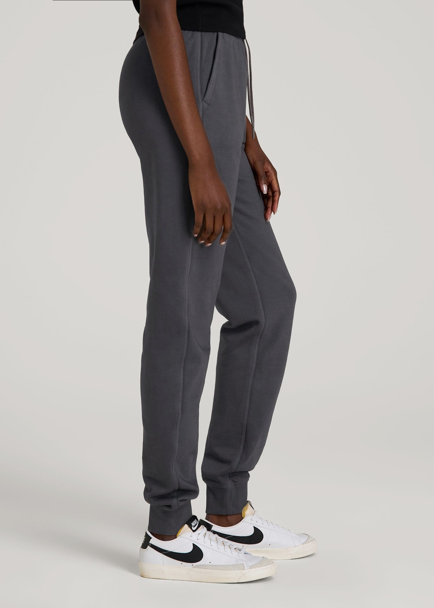 American Tall Men|Women Garment Dyed Joggers for Tall Women in Washed Charcoal Rinse