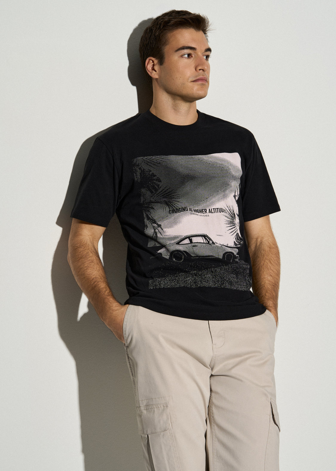 American Tall Men Auto Graphic Tee for Tall Men in Black
