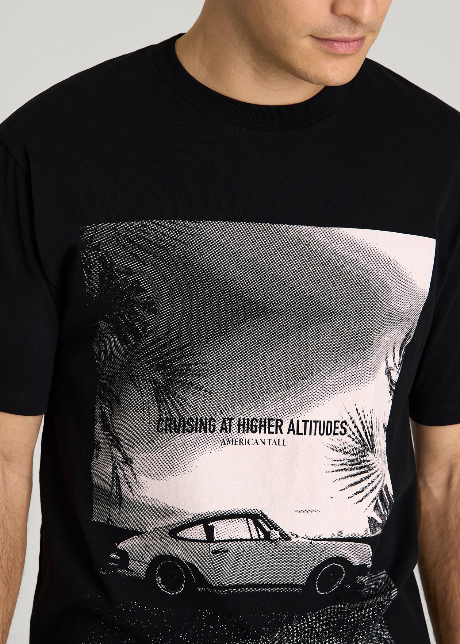American Tall Men Auto Graphic Tee for Tall Men in Black