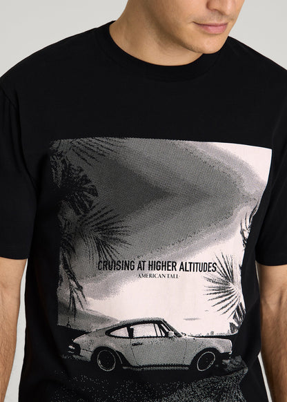 American Tall Men Auto Graphic Tee for Tall Men in Black