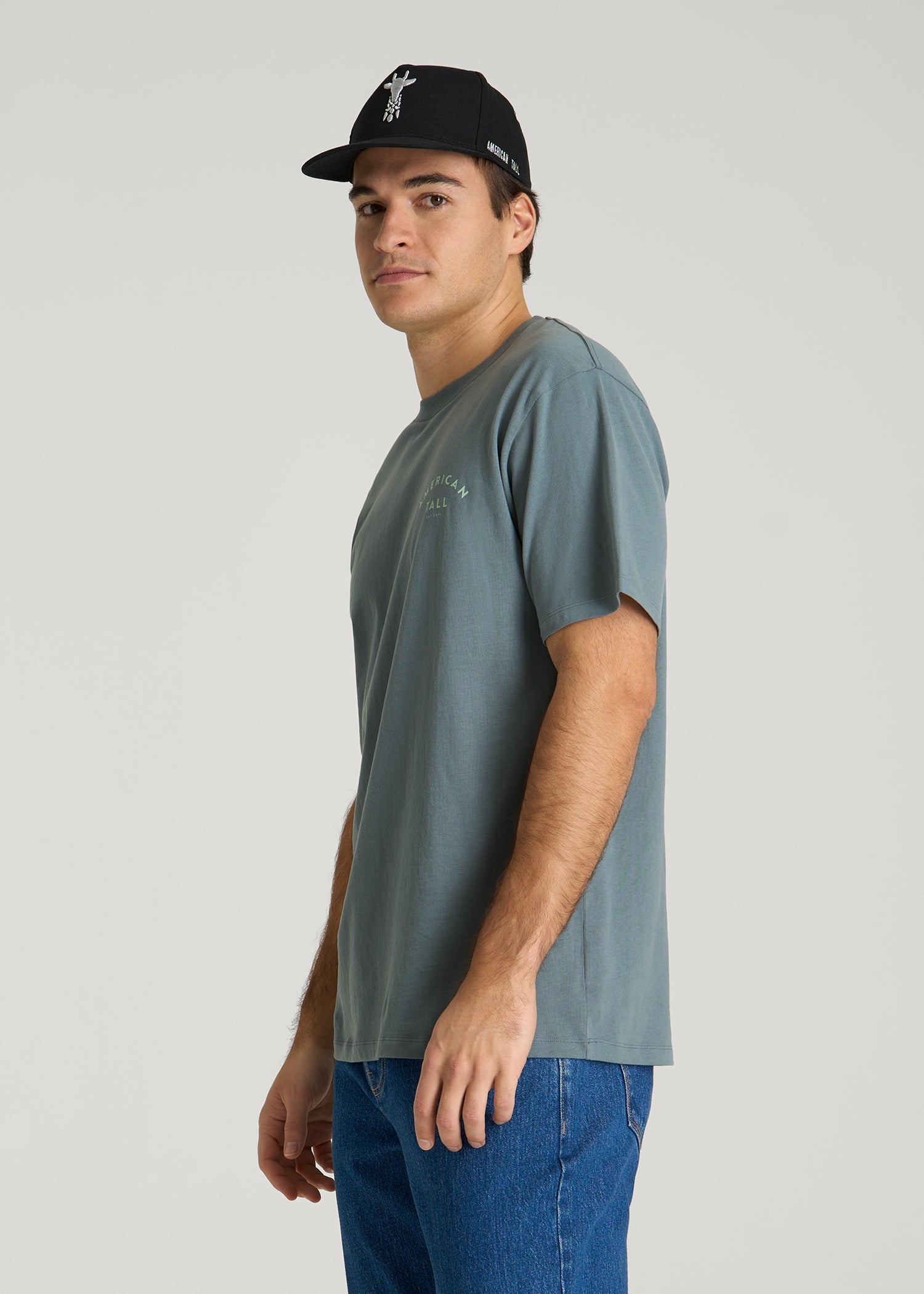 American Tall Men Giraffe Graphic Tee for Tall Men in Trooper