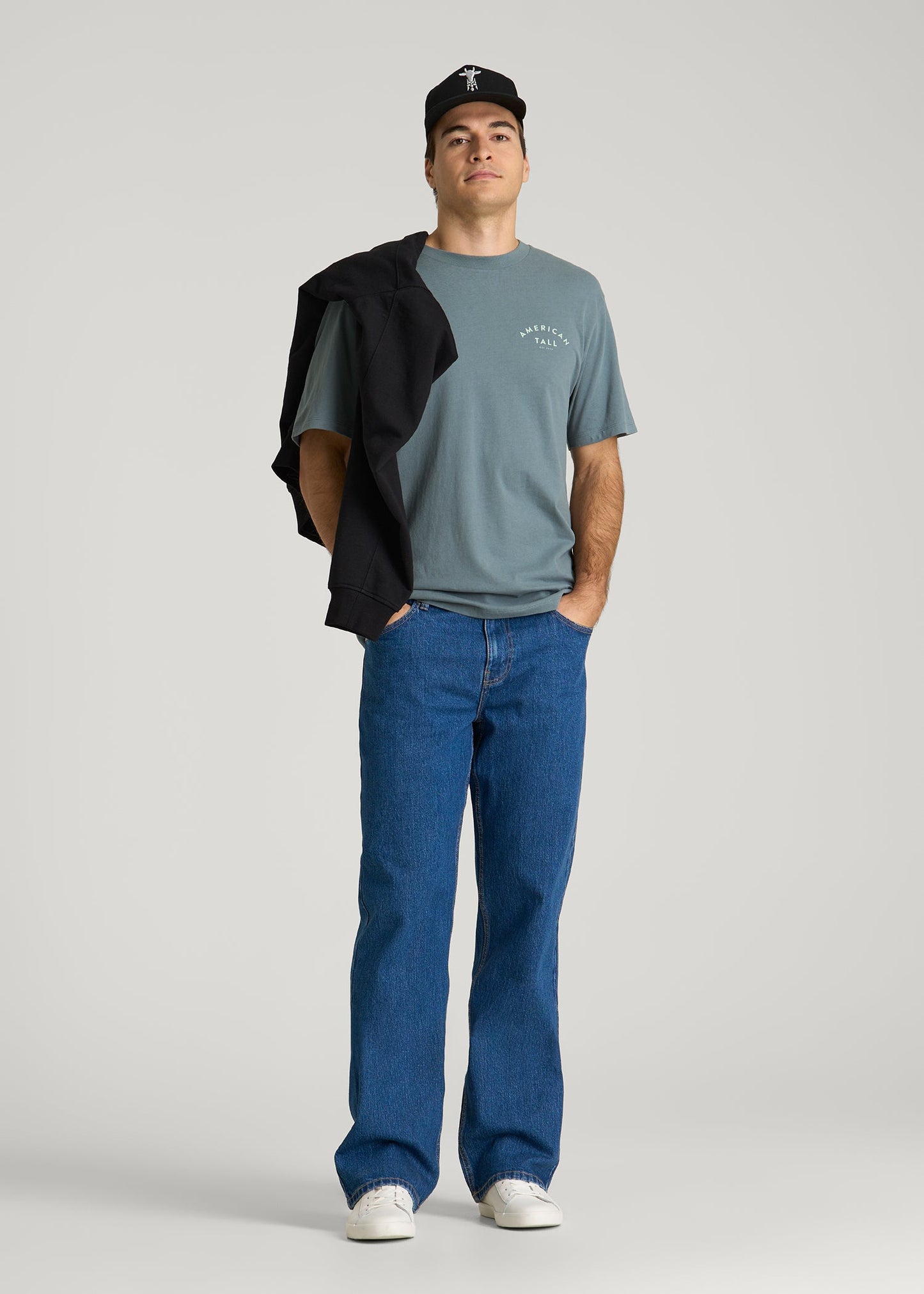 American Tall Men Giraffe Graphic Tee for Tall Men in Trooper