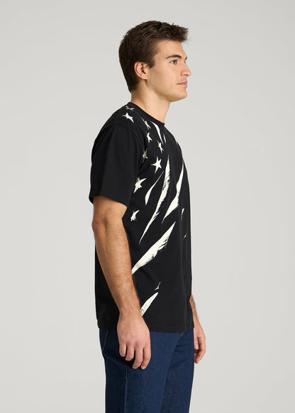 American Tall Men Monochrome Flag Graphic Tee for Tall Men in Black