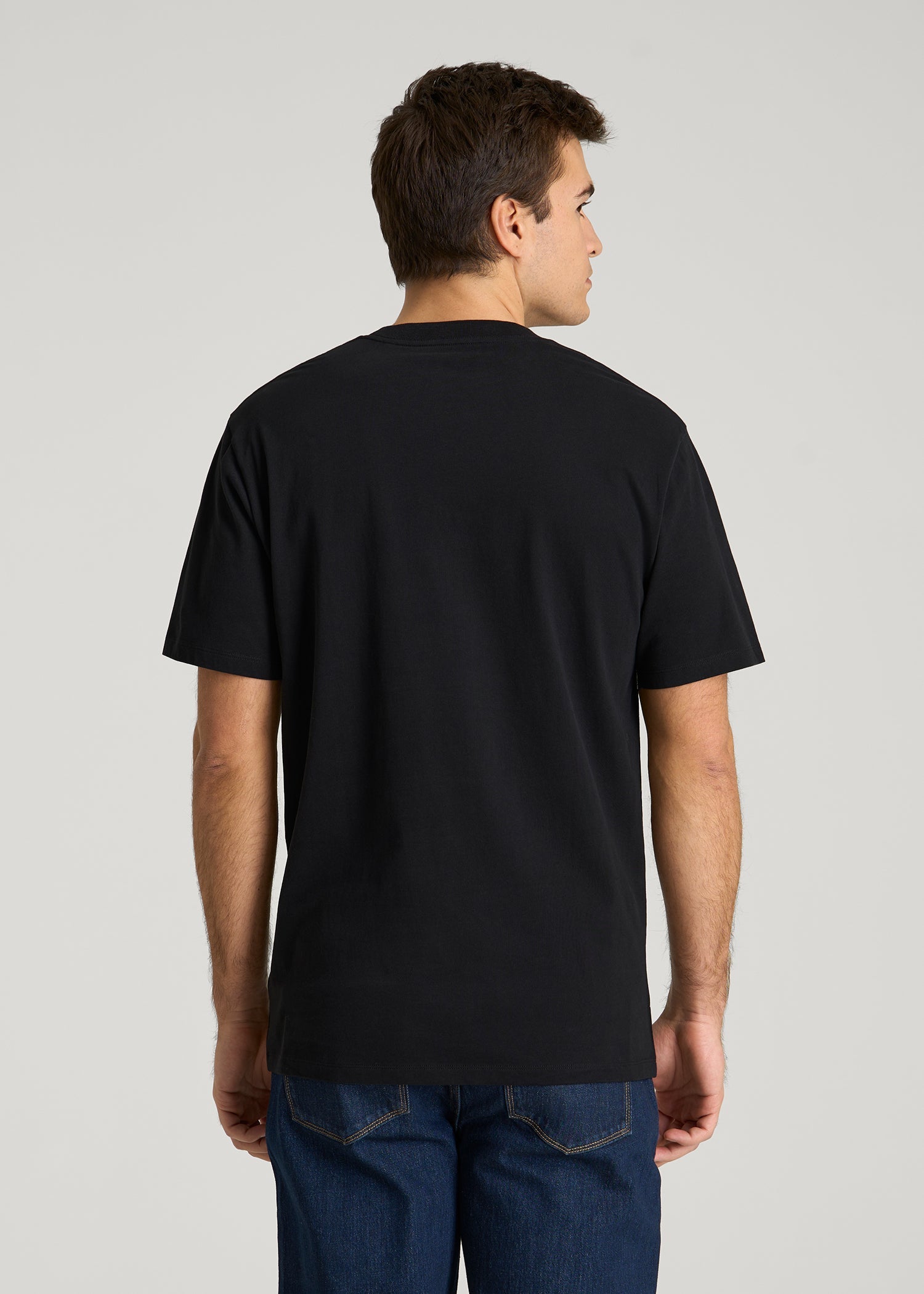 American Tall Men Monochrome Flag Graphic Tee for Tall Men in Black