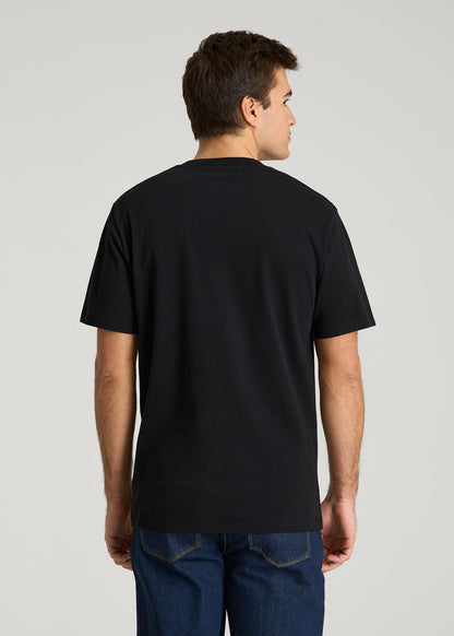 American Tall Men Monochrome Flag Graphic Tee for Tall Men in Black