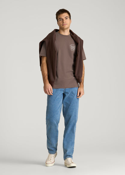 American Tall Men Crest Graphic Tee for Tall Men in Brown