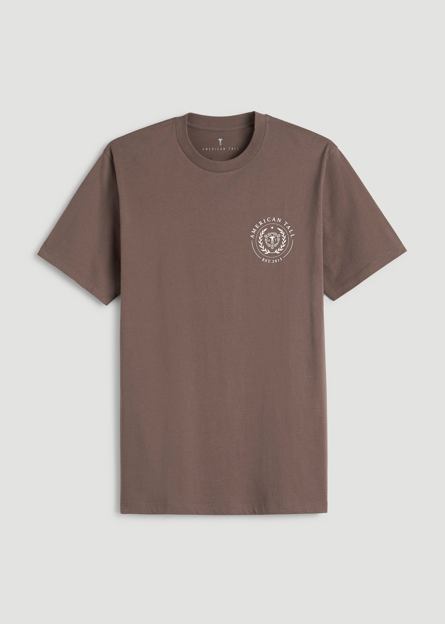 American Tall Men Crest Graphic Tee for Tall Men in Brown