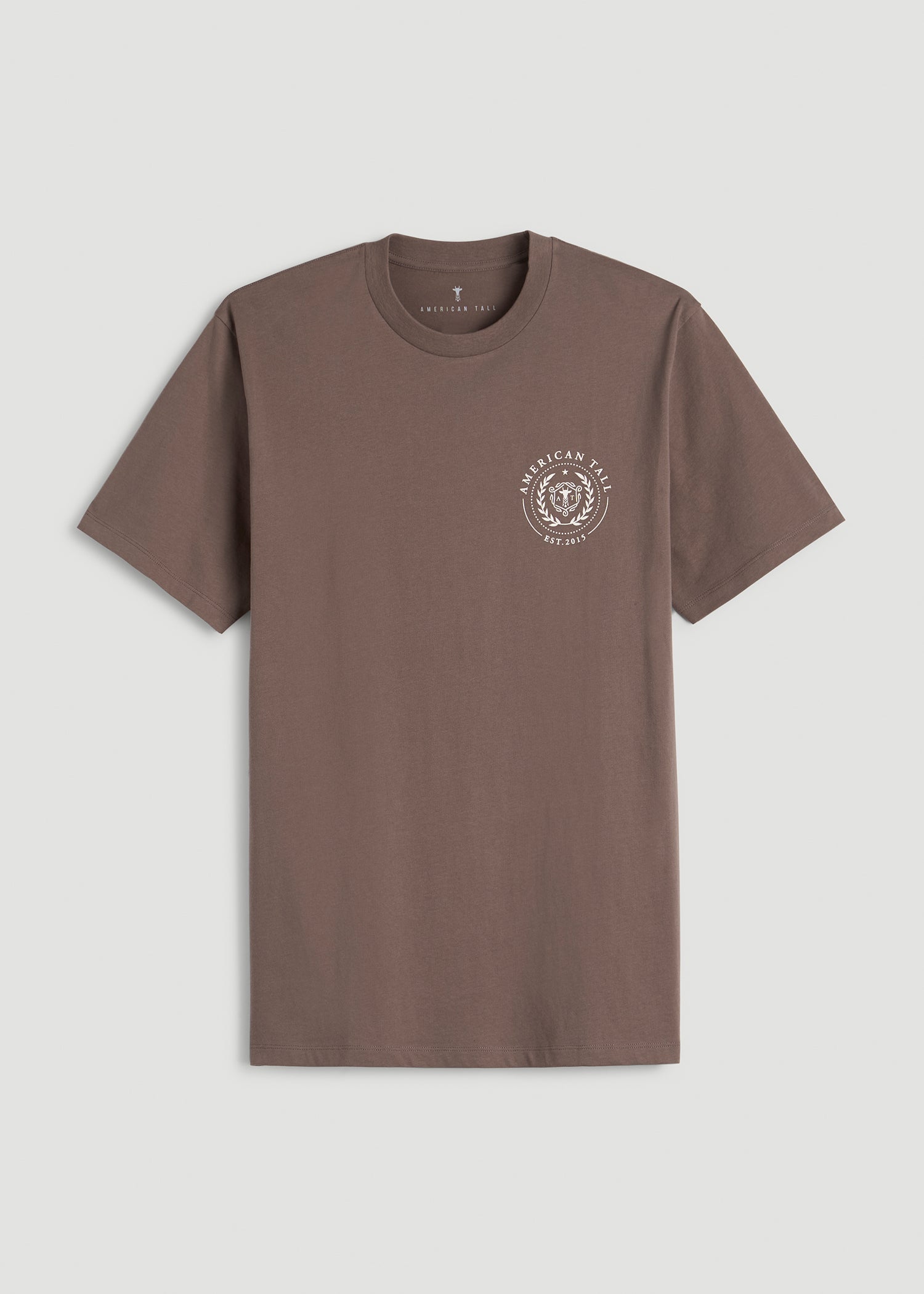 American Tall Men Crest Graphic Tee for Tall Men in Brown