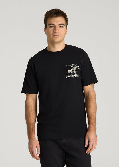 American Tall Men Rodeo Graphic Tee for Tall Men in Black