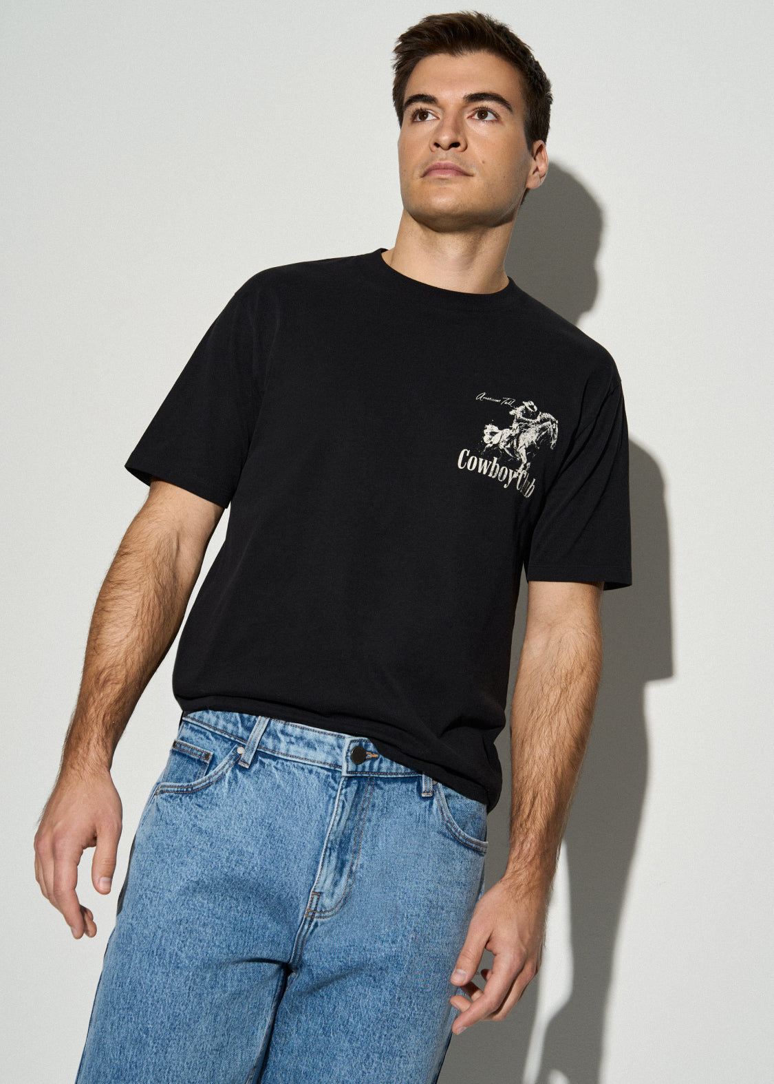 American Tall Men Rodeo Graphic Tee for Tall Men in Black