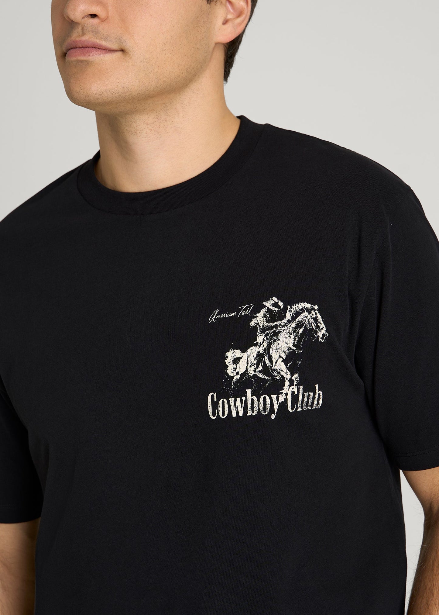 American Tall Men Rodeo Graphic Tee for Tall Men in Black