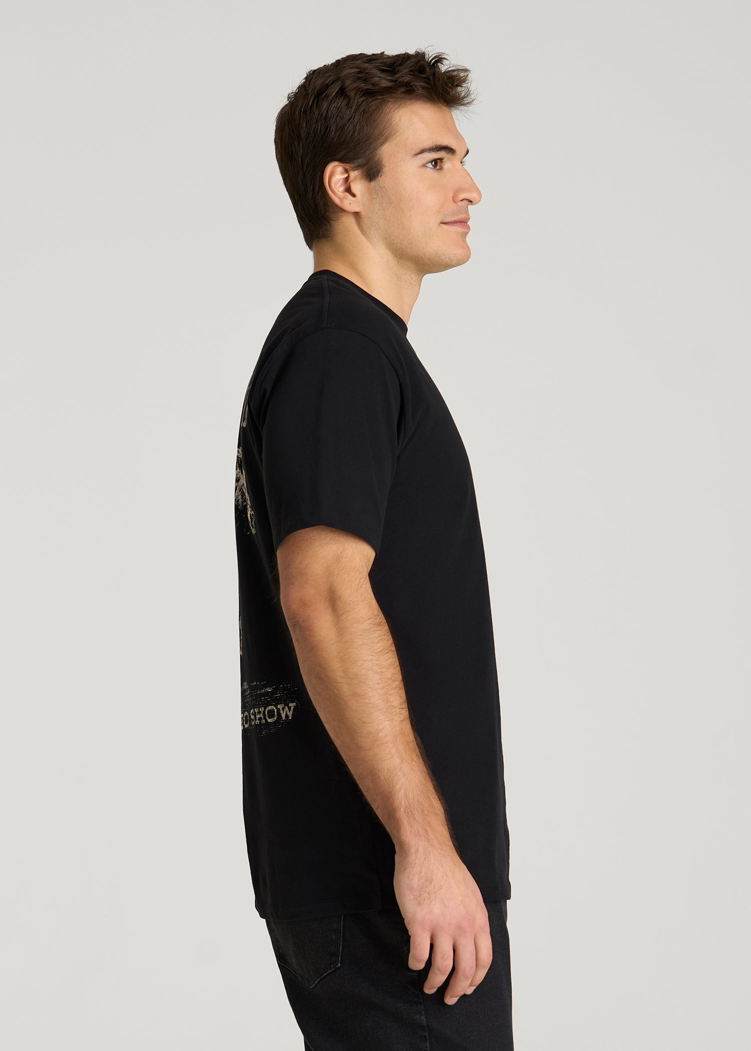 American Tall Men Rodeo Graphic Tee for Tall Men in Black