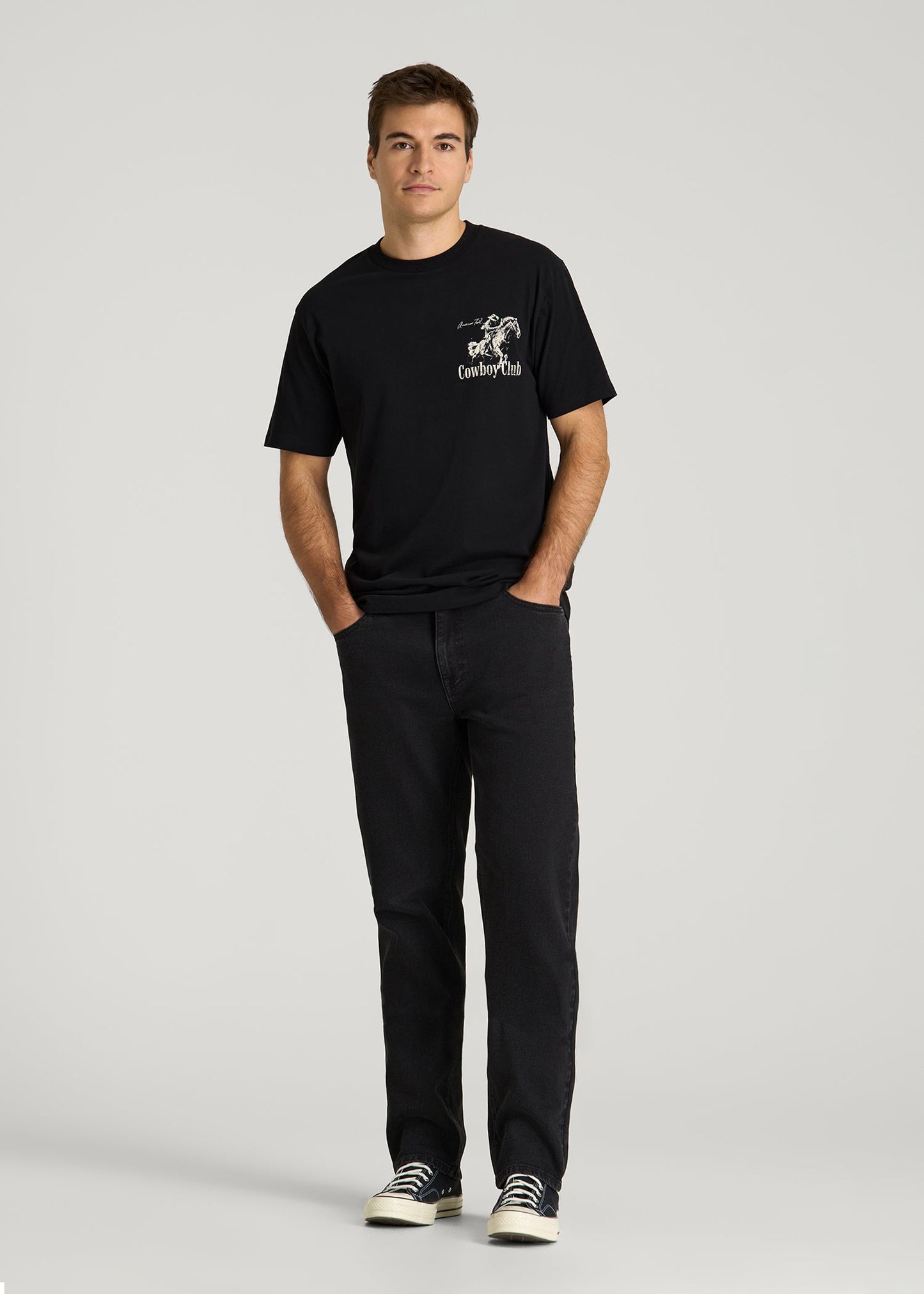 American Tall Men Rodeo Graphic Tee for Tall Men in Black
