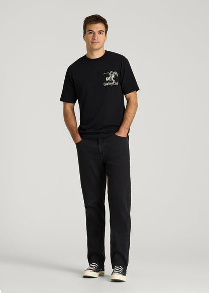 American Tall Men Rodeo Graphic Tee for Tall Men in Black