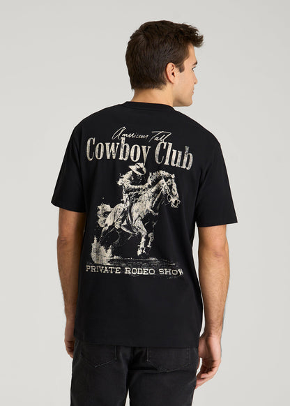 American Tall Men Rodeo Graphic Tee for Tall Men in Black