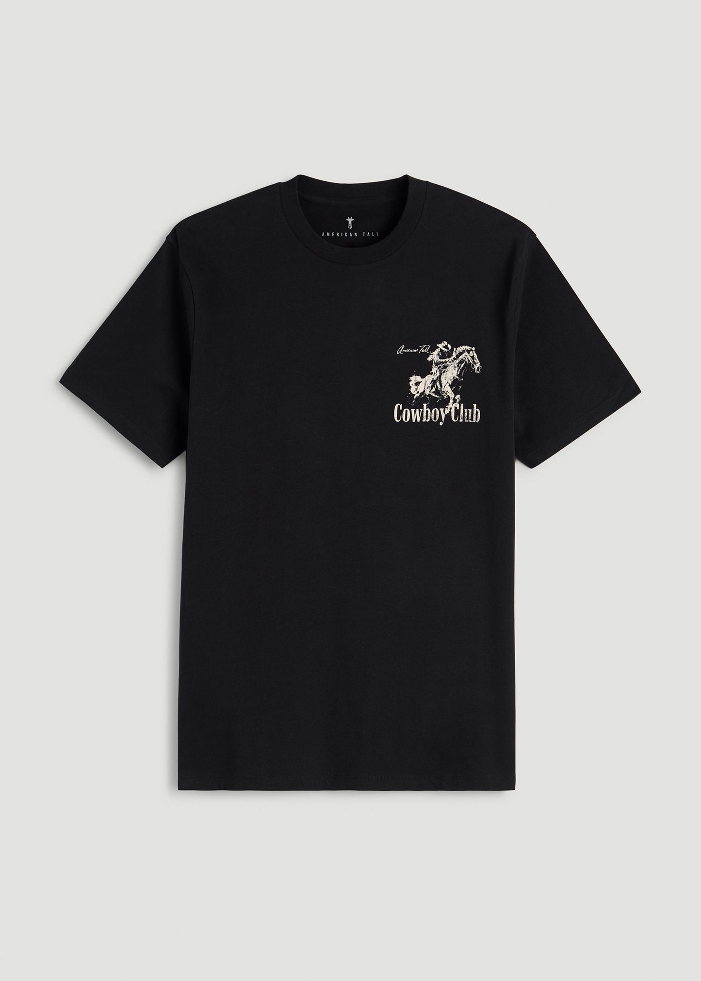 American Tall Men Rodeo Graphic Tee for Tall Men in Black