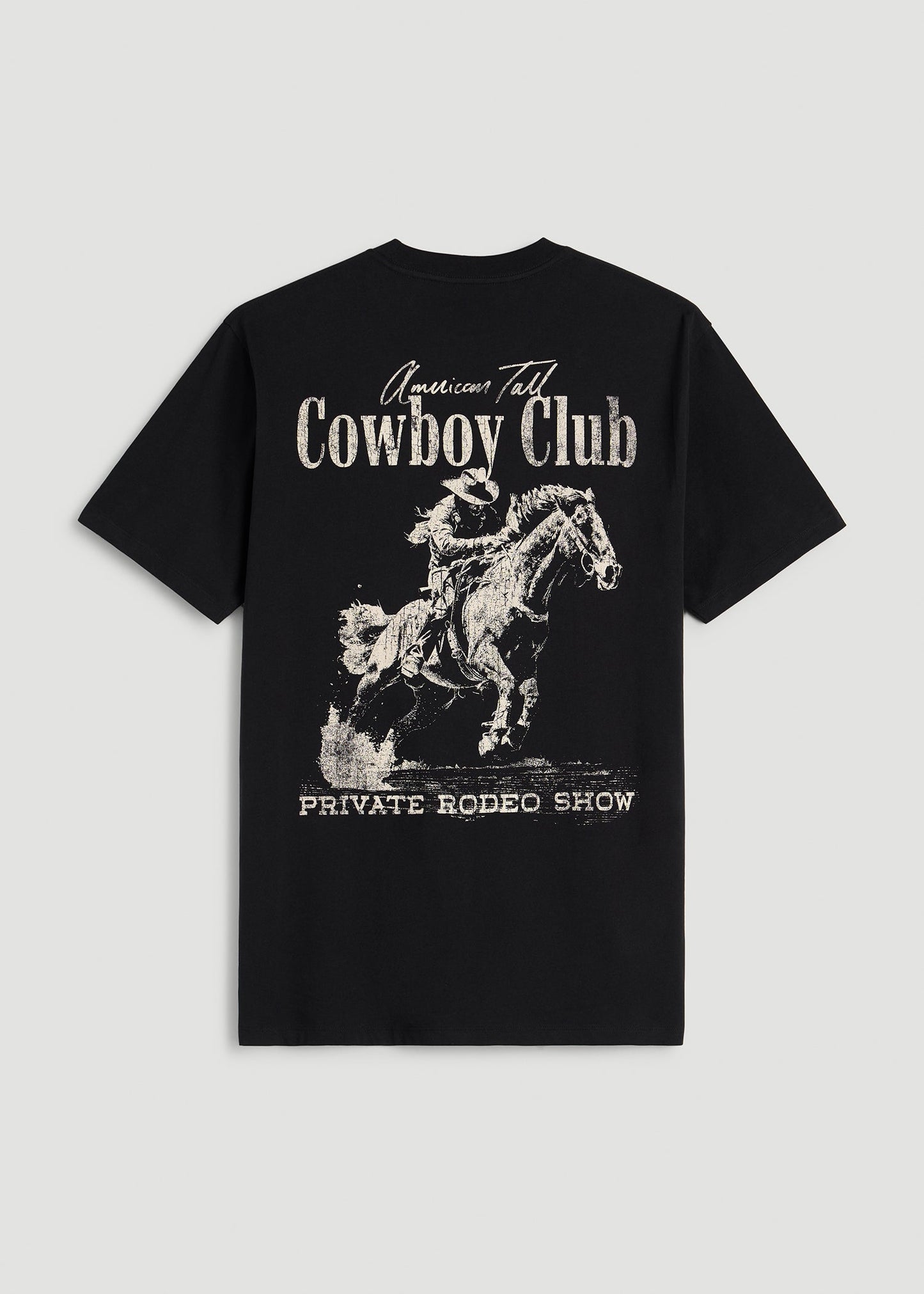 American Tall Men Rodeo Graphic Tee for Tall Men in Black