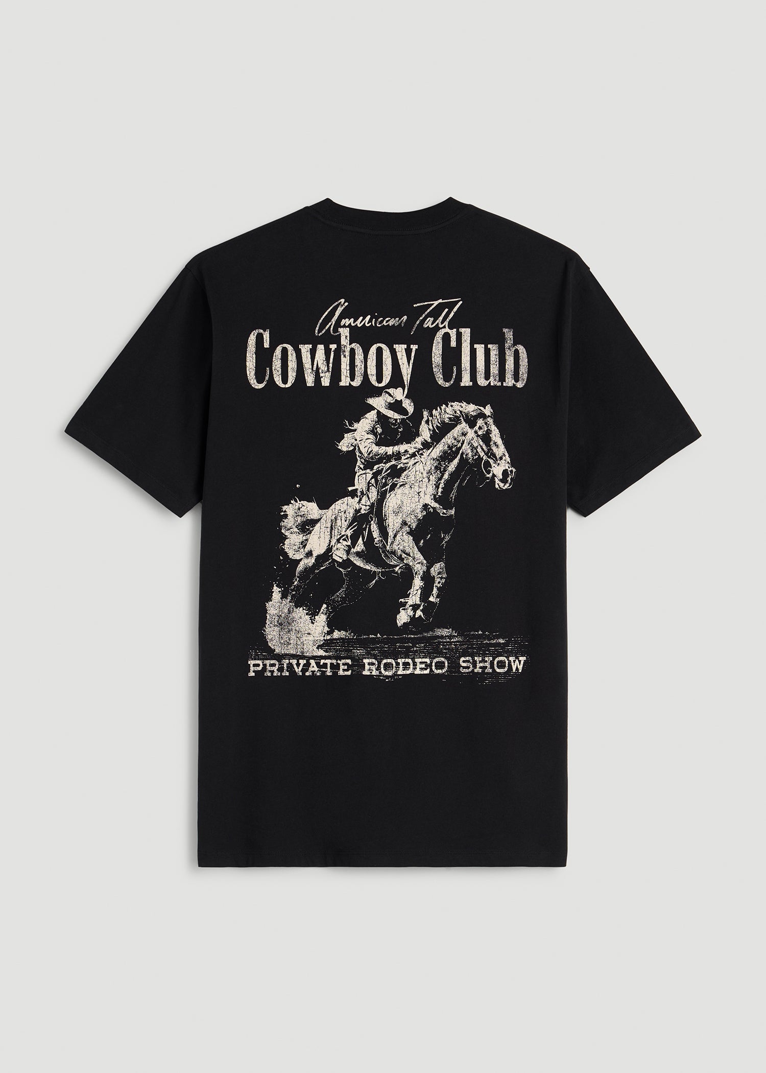 American Tall Men Rodeo Graphic Tee for Tall Men in Black