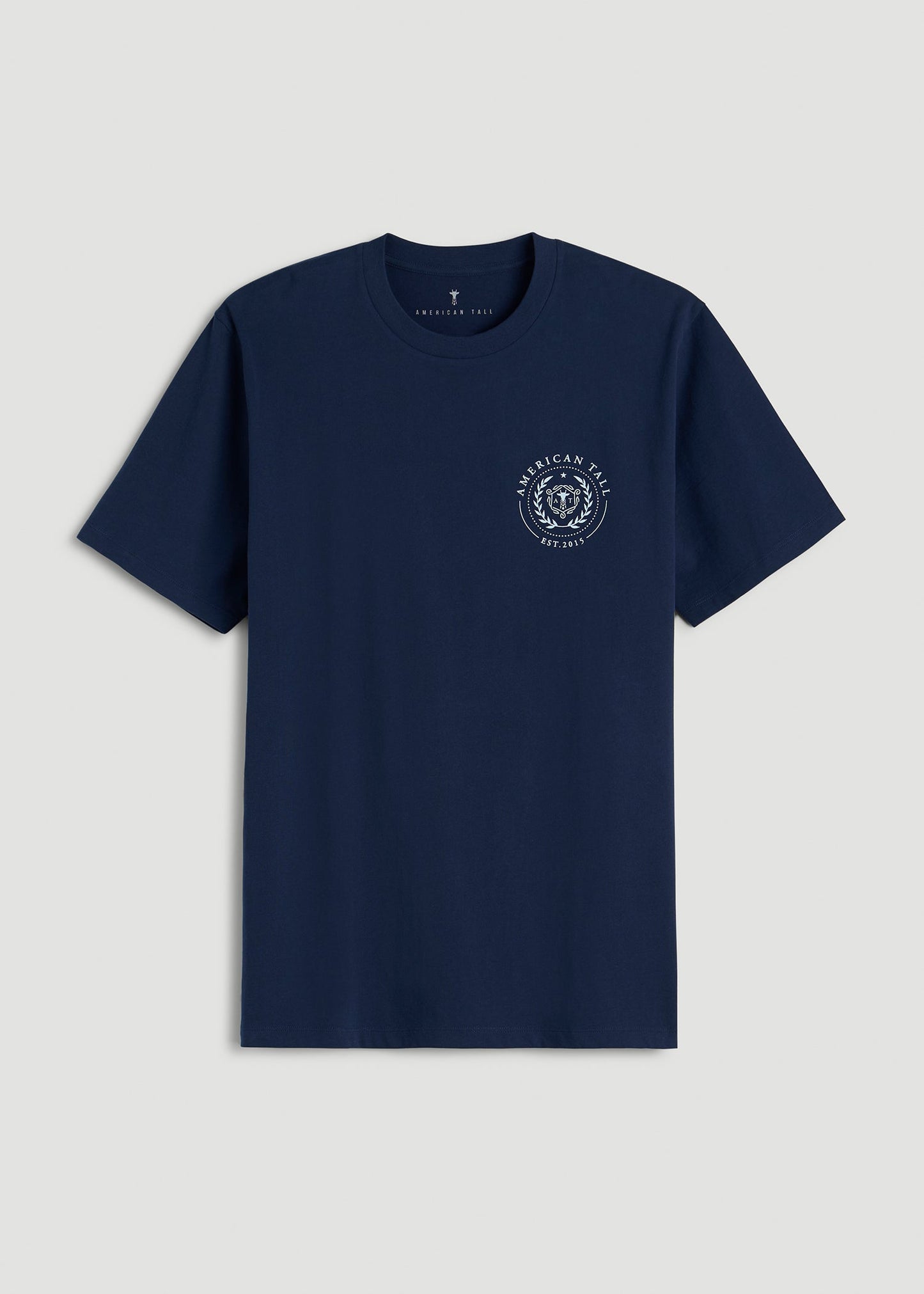 American Tall Men Crest Graphic Tee for Tall Men in Blue
