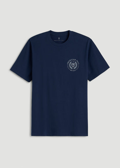 American Tall Men Crest Graphic Tee for Tall Men in Blue