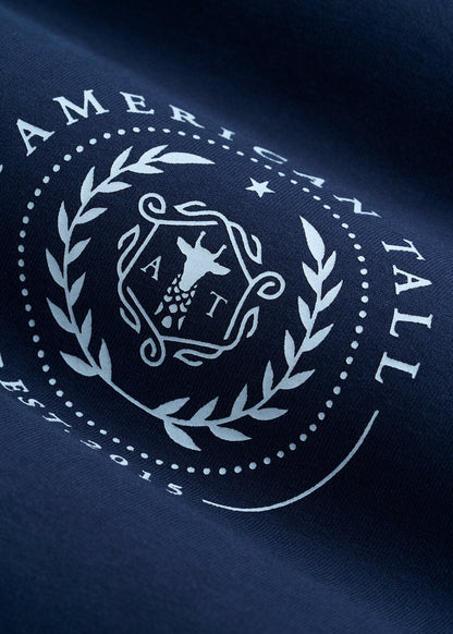 American Tall Men Crest Graphic Tee for Tall Men in Blue