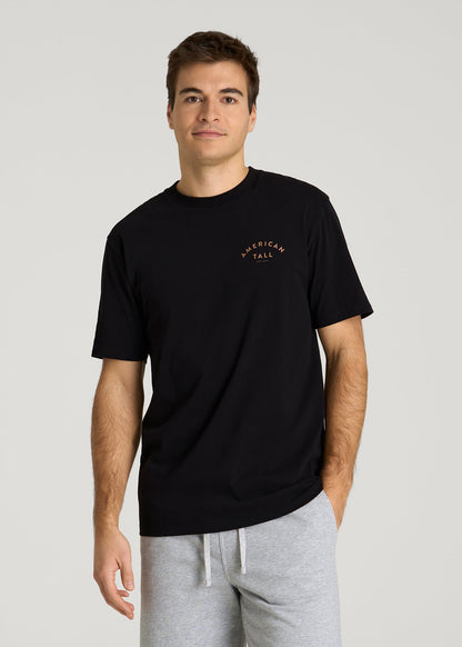 American Tall Men Giraffe Graphic Tee for Tall Men in Black